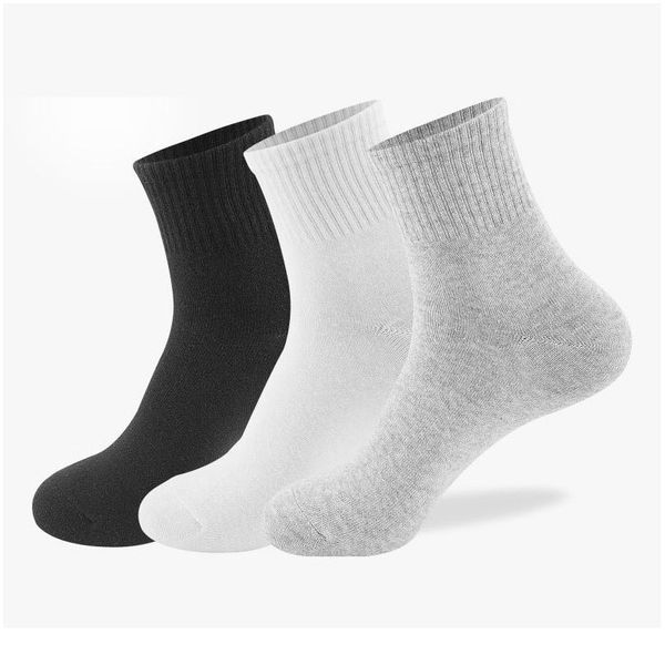 

6pcs=3pairs/lot solid color cotton socks men fashion in tube socks winter male casual business breathable bla qyltyj, Black