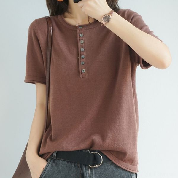 

2020 summer new round neck hemp thin knitted short sleeve women's loose half sleeve casual t-shirt cotton linen cotton linen t-shirt 2q, White
