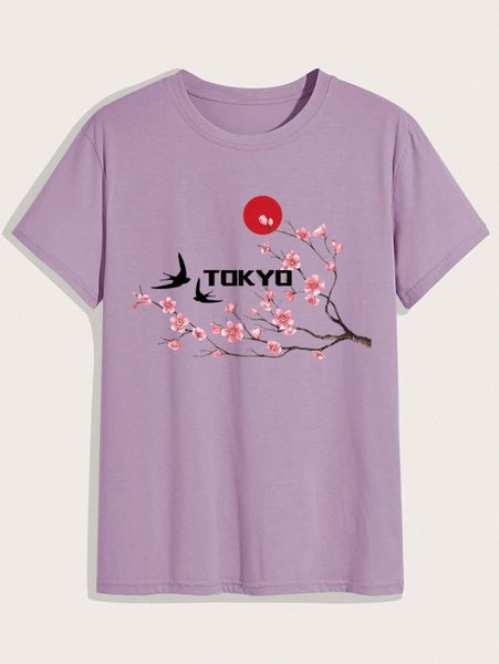 

men floral & letter graphic tee 49kd#, White;black