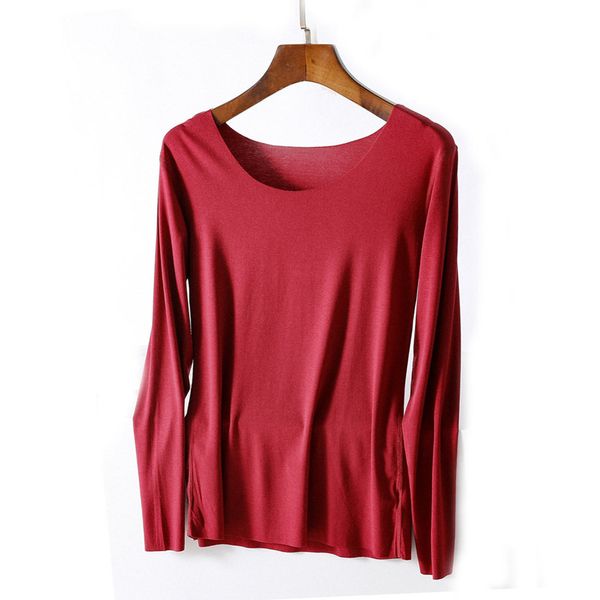 Plus Size Casual Damen T-Shirts einfarbig Langarm Rundhals Kurzshirt Damenbekleidung American Apparel BTL069-1