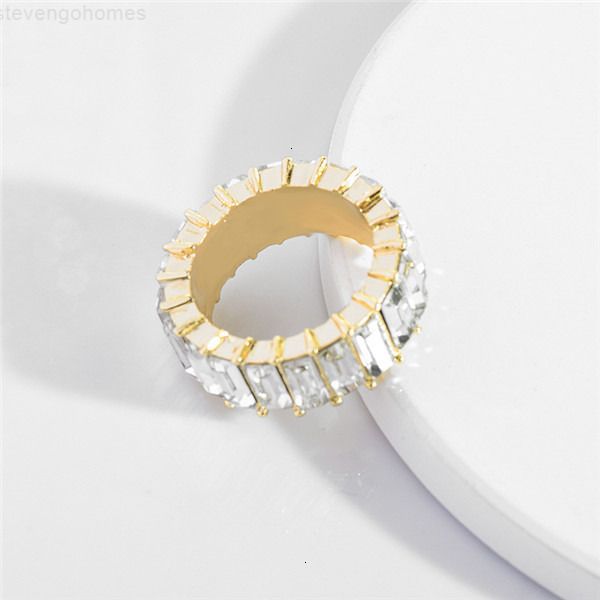 

factorykhqxday boho rainbow crystal stacking ring for valentine's women fashion gold color baguette wedding engagement eternity rin, Slivery;golden