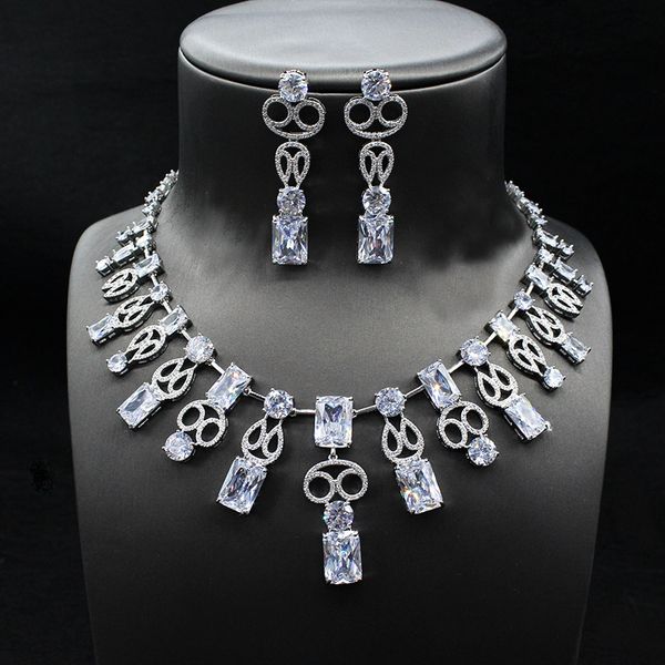 

sederyla нигерии 2pcs комплекты ювелирных изделий bridal циркония для женщин партии, престижные дубай нигерии cz кристалл свадебные ювелирны, Silver