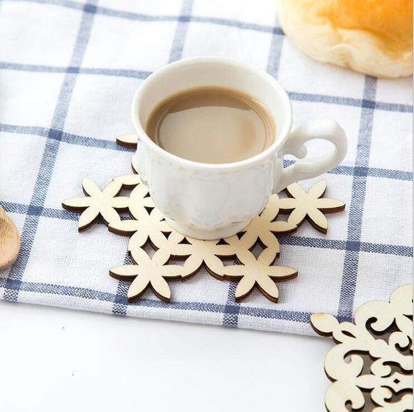 

factory price placemats snowflake wood coasters cup mat christmas table coffee drink pad for decorations