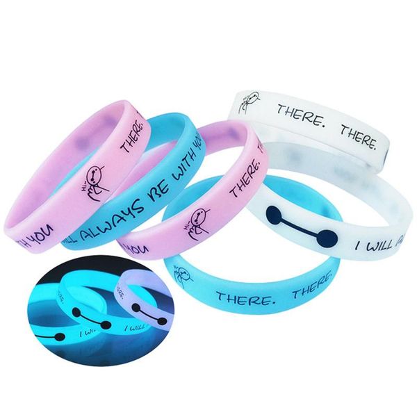 

white luminous silicone bracelet i will always be with you silk screen luminous couple wrist strap, Black