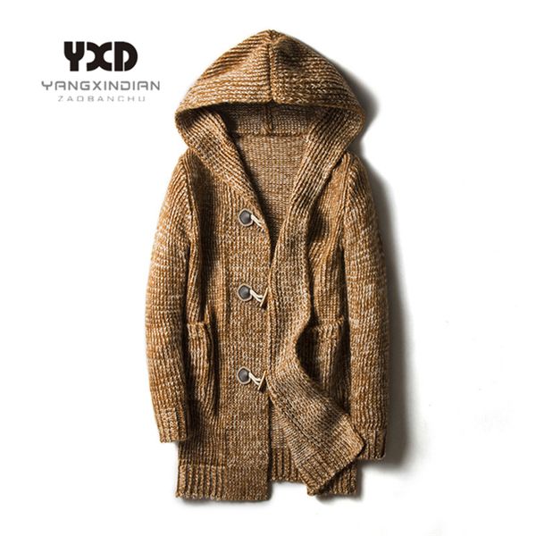 

plus size 5xl 2020 autumn winter mens loose long cardigans sweaters new fashion jumpers mens knit hooded sweater jersey hombre, White;black