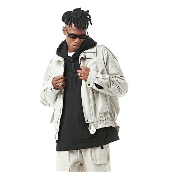 

spring autumn male hip hop loose coat outerwear men vintage fashion streetwear casual safari jacket1, Black;brown
