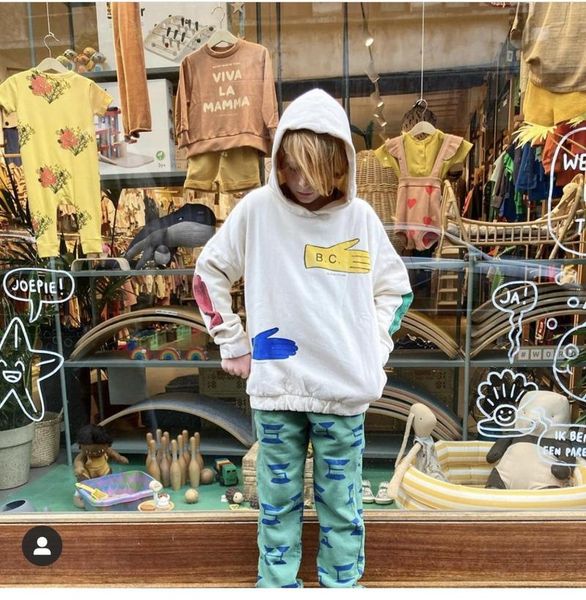 

aw2020 autumn / winter new children's wear bobo boys and girls cotton long sleeve cartoon hoodie with plush inside, Black