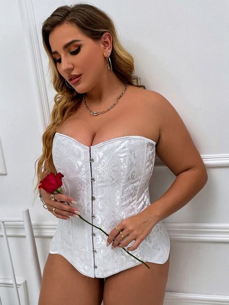 

plus buckle front corset 61vo#, Black;white