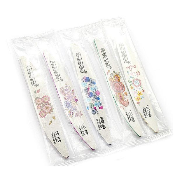 

5pcs/lot washable nail art file willow leaves flower pattern 100/120/180/240 sandpaper buffer block manicure pedic qylhrl