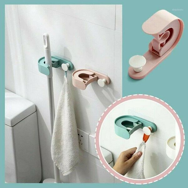 

2-in-1 mop hook mop holder storage rack kitchen bathroom thowel hook home organizer1