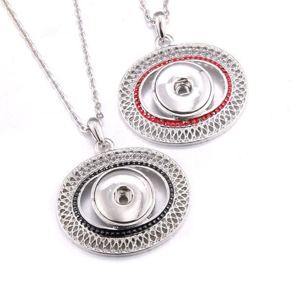 

2019 new snap jewelry hollow metal oval snap button necklaces 18mm snap pendant necklace for women girls diy button bbygjd, Silver