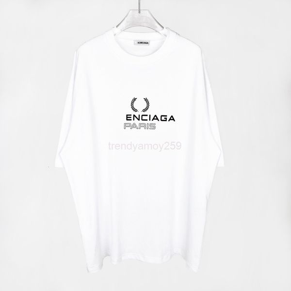 

women's t-shirt high version summer paris crown wheat ear female short sleeve male t-shirt cotton bottomed shirt couple fashion brand b, White