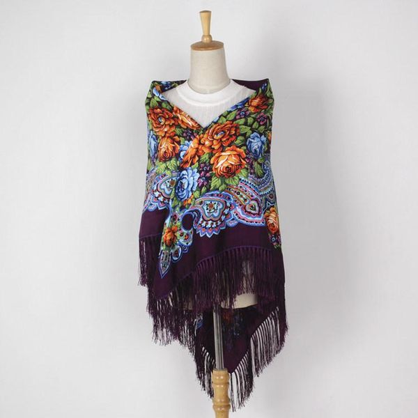 

scarves large squar shawl scarf fashion women printing russia style national designs with four sides tassel oversize wrap 135cm*135cm 02, Blue;gray