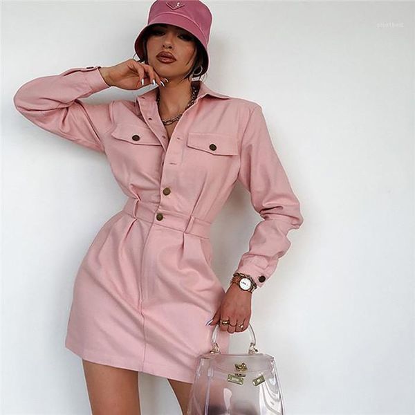 

casual dresses solid color long sleeve lapel neck mini dress fashion elegant autumn women clothing high waist womens, Black;gray