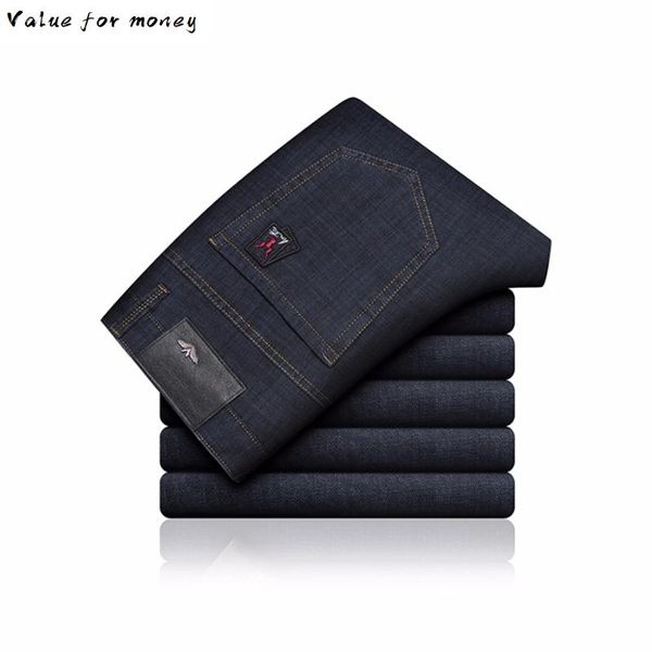 

мужчины мужчины джинсы жан homme мужской классический vetement пето vaquero hombre байкер straight denim slim fit celana брюки брюки моды, Blue