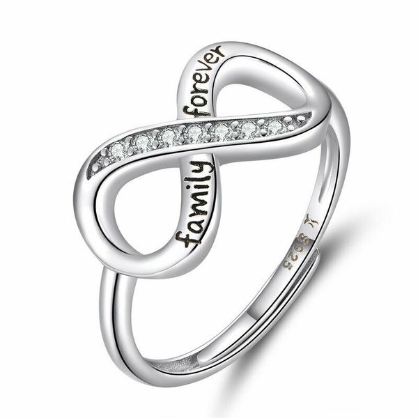 

unique endless love cz infinity finger ring adjustable women girls 925 sterling silver