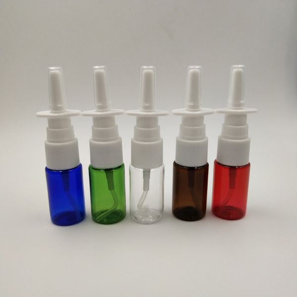 Freeship 50 pcs pequeno vazio 10ml plástico perfume névo frasco de spray nasal oral com 18/410 atomizadores de pulverizador de bomba nasal