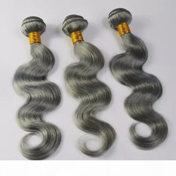 

smoke grey 100% human hair weave 6a unprocessed virgin hair extension 10-30 inchs brazilian body wave hair weaving, Black