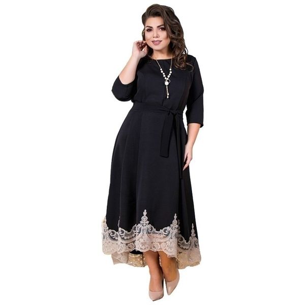 

summer women black lace party plus size long christmas elegant maxi dress 5xl 6xl large vestidos y200120, White;black