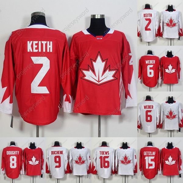 

2016 world cup of hockey jerseys 2 duncan keith 6 shea weber 8 drew doughty 9 matt duchene 14 jamie benn 15 ryan getzlaf hockey jersey s-3xl, Black;red