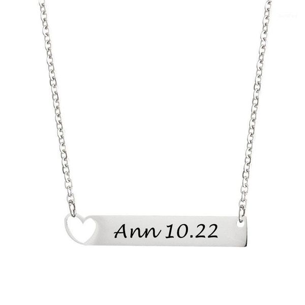 

pendant necklaces stainless steel heart personalized engravable bar necklace silver custom name gift for mom girl1