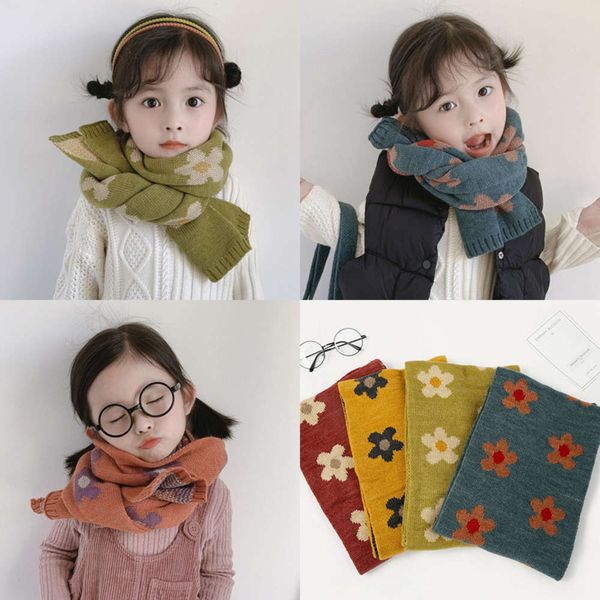 

women's elegant and winter men's soft baby small flower warm wool scarf children's versatile neck fashion korean version x9mp, Red;brown