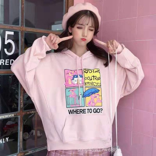 

frvox одежда корейского hoodie нового напечатанная осень и одежда соответствие цвета балахон молнии длинного рукава свитер одежда зимних жен, Black