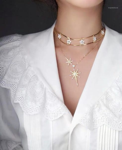 

Crystal Chic Shining Star Multilayer Rhinestone Choker Short Chain Metal Design Layered Necklace For Women Party Jewelry Gifts1, Silver