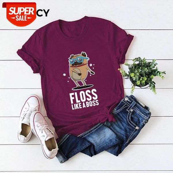 

jfuncy summer 100% cotton t-shirts female casual tshirt plus size pug dog harajuku graphic tee women #7a5c, White