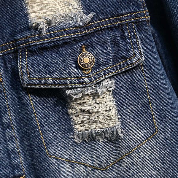 

autumn and winter 2020 new korean version handsome hole leisure trend men's denim jacket youth fashion brand, Black;brown