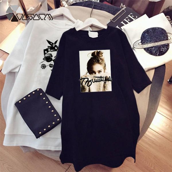 

fashion vogue dress loose white mujer short sleeve mini dresses plus size casual black tshirt streetwear vintage clothes, White;black