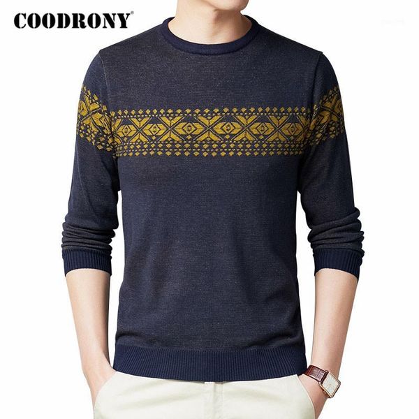 

coodrony sweater men spring autumn casual knitwear pullover shirt men clothes streetwear fashion pattern o-neck pull homme c10771, White;black