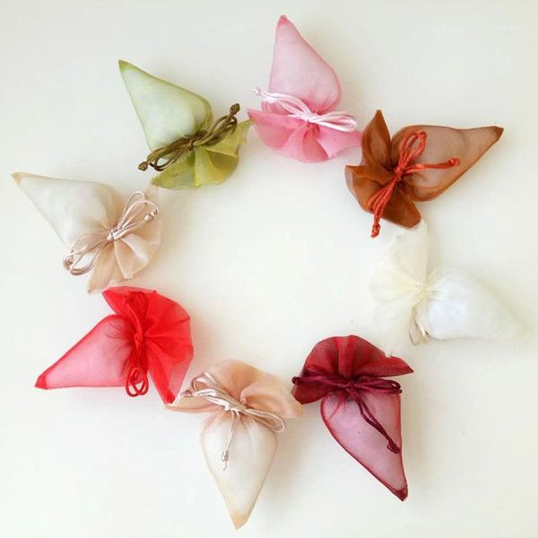 

gift wrap 30pcs/lot triangle organza bags candy wedding christmas decoration pouches soap dried flower case packagin1
