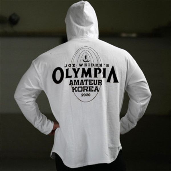 

2020 olympic autumn thin cotton sweater mens muscle fitness hooded pullover loose training sports sweatshirt youth hoody jumper, Black