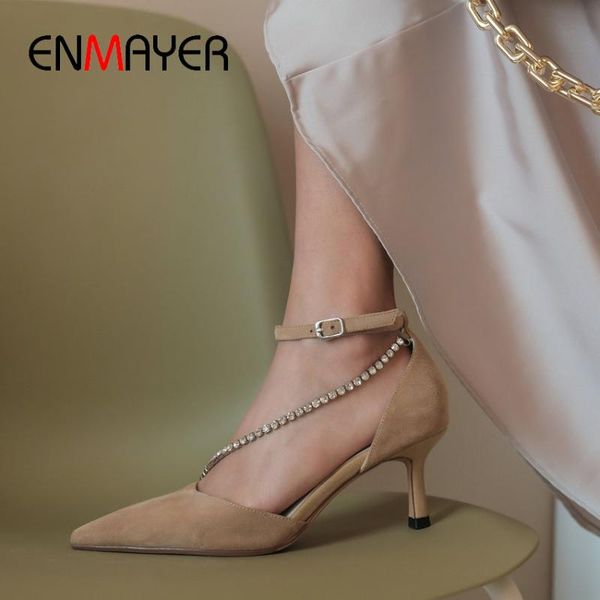 

enmayer тонкие каблуки партии свадебная обувь основная женская обувь toe остроконечные резинка мода высокие каблуки 2020 весна / осень насос, Black