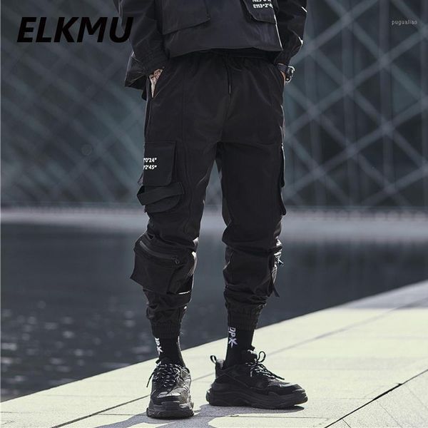 

elkmu streetwear black cargo pants joggers men fashion hip hop harajuku tactical pants pockets hiphop ankle length pant he1771