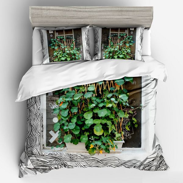 

green succulents 3d bedding sets duvet cover set twin full  king size 3pcs floral kids bed quilt cover pillowcase 1012