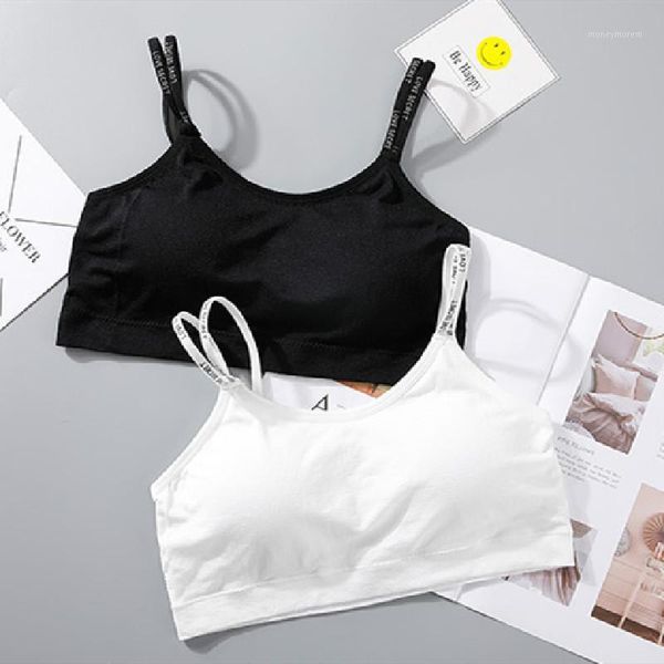 

camisoles & tanks beautiful back english alphabet double shoulder straps wrapped chest girl sling vest style pad bra female1, Black;white