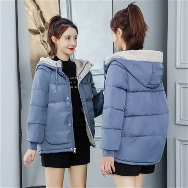 

2021 new short winter coat new korean green fashion yellow s-3xl plus thick red heat with hood female parka 5gfh, Black