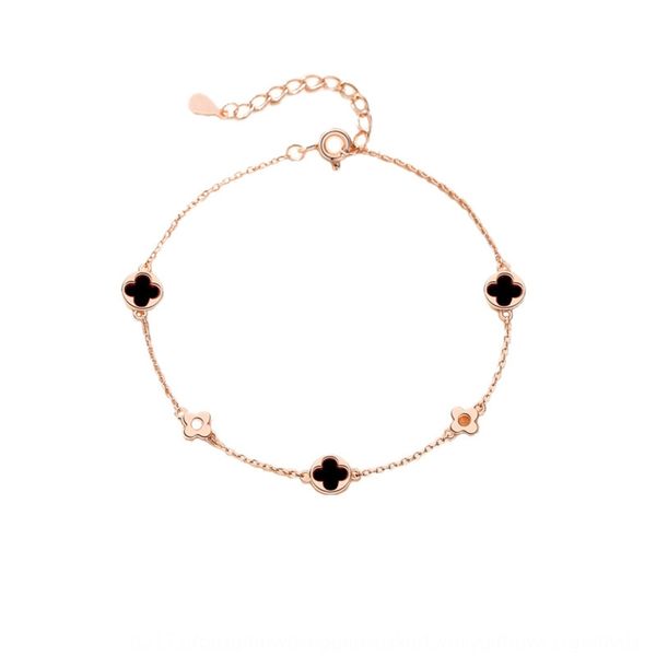 

four bracelet braceletagate braceletleaf agate bracelet women's pure silver ins small crowd design girlfriends hand ornaments 18 k gold, Golden;silver