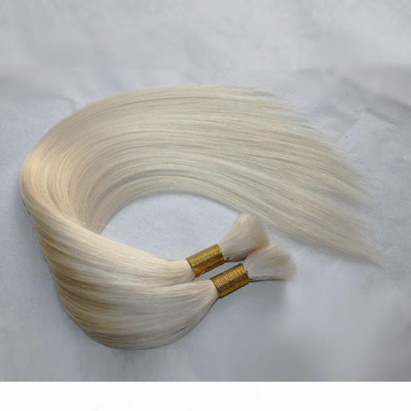 

1piece 100g color 613 blonde human hair extension in bulk straight wave brazilian hair bulk for braids no attachment, Black