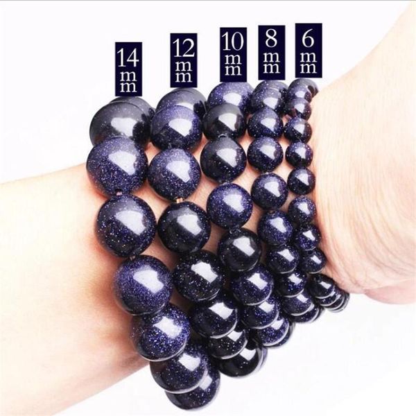 

beaded, strands blue gold sand natural stone stretch men bracelet elastic pulserase jewelry retro beads charms expandable women fashion unis, Black