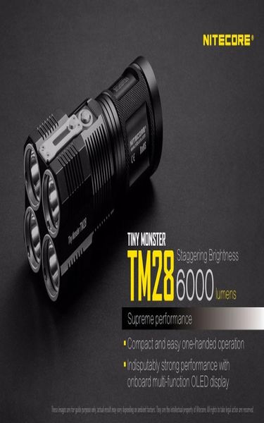 

nitecore tm28 4 cree xhp35 hi 6000lm beam distance 655m led flashlight with charger and 4pcs 18650 3100mah li ion batteries bbyiok