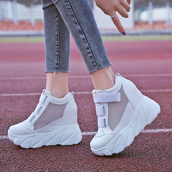 

novedad direct sales stores zapatillas tacn oculto verano para mujer, informales plataforma alta con cordones 10cm, zapatos de, Black