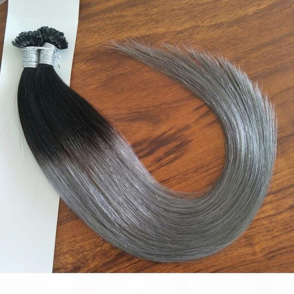 

14'' 16" 18" 20" 22" 24" indian remy nail u tip human hair extensions 100g pk 1g s 200s lot color t1b gra, Black