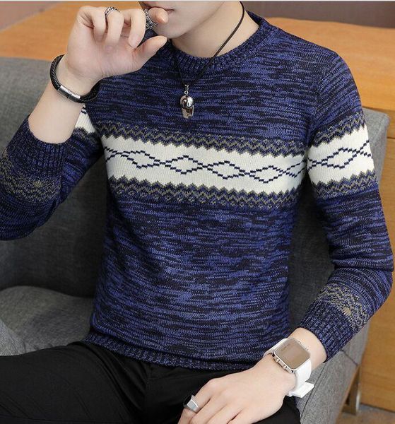 

2020 new autumn men knitted sweaters pullovers o-neck long sleeve warm knitwear jumpers pull homme men's casual clothes, White;black
