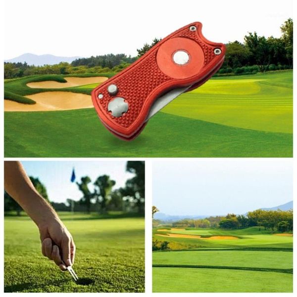 

golf training aids foldable pitchfork with ball tool pitch groove cleaner accessories putting green fork1