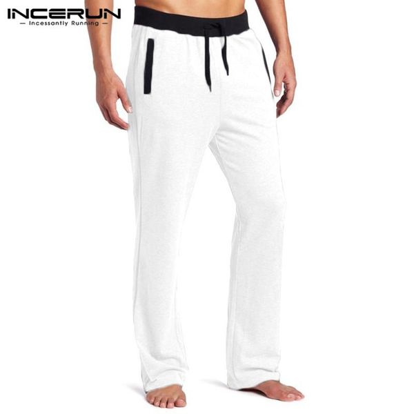 

2021 spring man comfy pockets bottoms lace up pantalones incerun men patchwork casual pants leisure drawstring sweatpants s-5xl, Black