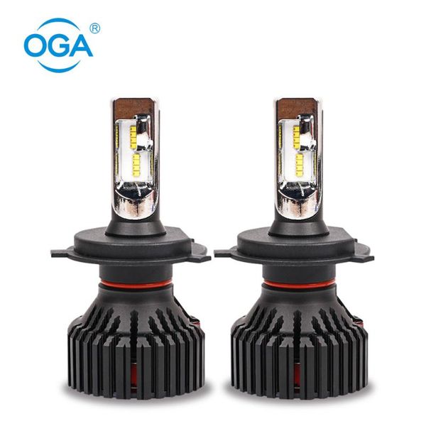 

oga 2pcs h4 led bulb 2 hi/lo beam auto led headlight for car headlamp with zes chips fog light kit 6500k bulbs 12v 24v 8000lm
