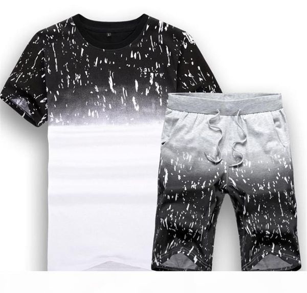 

gradient mens designer tracksuits fashion summer short sleeve shorts mens 2pcs sets casual males mulit styles clothing, Gray